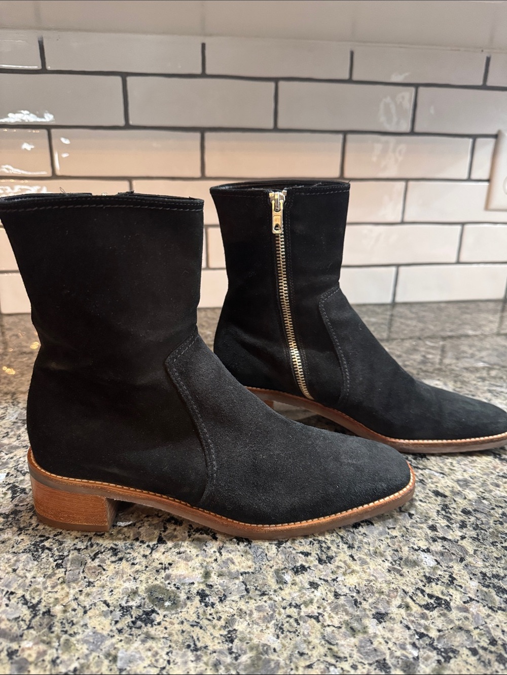 Isaac Black Heeled Boots - Sleek Leather Zip Detail
